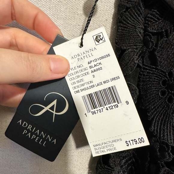 NWT Adrianna Papell Lace Bow-Trim One Shoulder Midi Dress - size 2 - Picture 7 of 7
